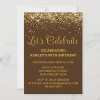 Fête d'anniversaire de 50 ans Brown & Gold Glitter