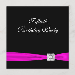 Invitation Fête d'anniversaire de 50 ans classe rose fuchsia 