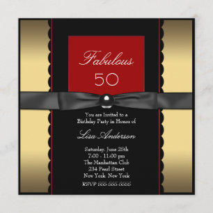 Invitation Fête d'anniversaire de 50 ans d'une femme en or no