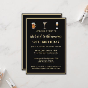 Invitation Fête d'anniversaire de 50 ans élégante moderne noi
