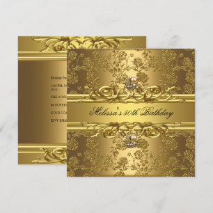 Invitation Fête d'anniversaire de 50 ans Gold On Gold Jewels
