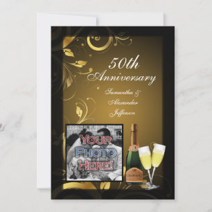 Invitation Fête d'anniversaire de 50 ans photo tourbillon noi