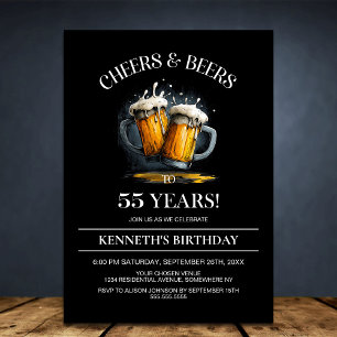 Invitation Fête d'anniversaire de 55 ans Cheers and Beers
