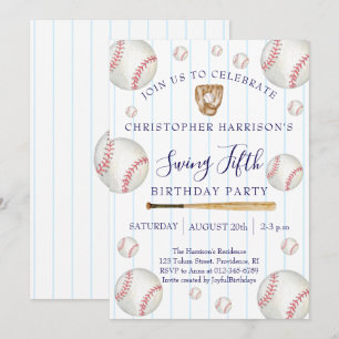 Invitation Fête d'anniversaire de 5 ans pour garçon de baseba