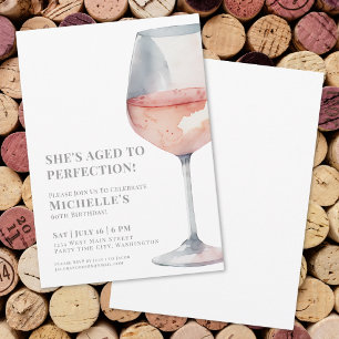 Invitation Fête d'anniversaire de 60 ans au vin rose élégant
