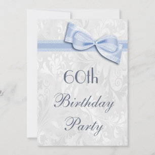 Invitation Fête d'anniversaire de 60 ans Damassé et Nœud Faux