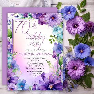 Invitation Fête d'anniversaire de 70 ans Boho Morning Glories