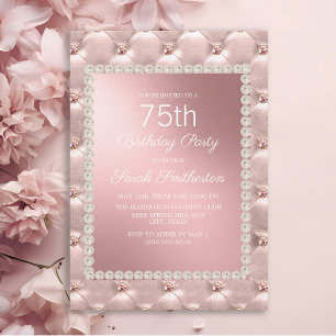 Invitation Fête d'anniversaire de 70 ans rose pâle élégant bl
