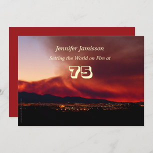 Invitation Fête d'anniversaire de 75 ans mettant le feu au mo
