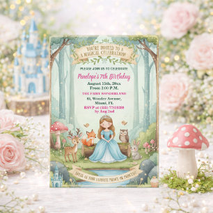 Invitation Fête d'anniversaire de 7 ans de la princesse avec 