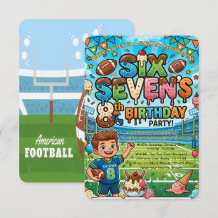 Invitation Fête d'anniversaire de 8 ans Football et Crème Gla