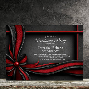 Invitation Fête d'anniversaire de 95 ans avec un élégant nœud