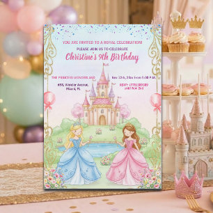 Invitation Fête d'anniversaire de 9 ans Château de Princesse 