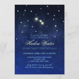 Invitation Fête d'anniversaire de Aries Constellation