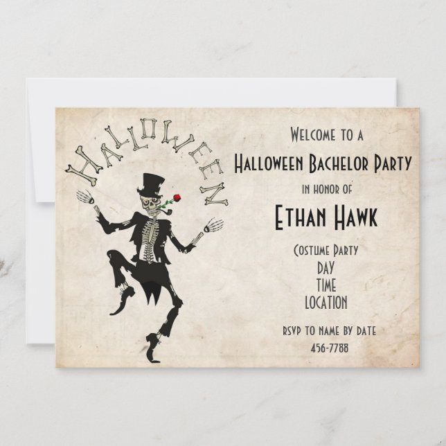 Invitation Fête d'anniversaire de bachelor Steampunk Hallowee (Devant)