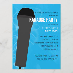 Invitation Fête d'anniversaire de Bahama Blue Rock Out Karaok