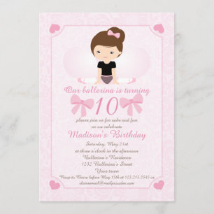 Invitation Fête d'anniversaire de Ballerina