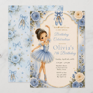 Invitation Fête d'anniversaire de ballerine bleue