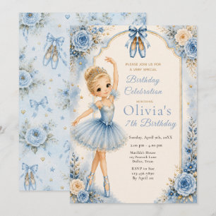 Invitation Fête d'anniversaire de ballerine bleue