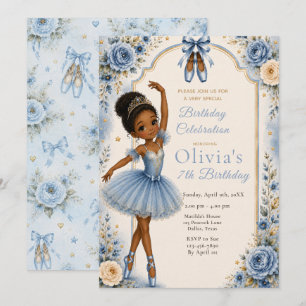 Invitation Fête d'anniversaire de ballerine bleue
