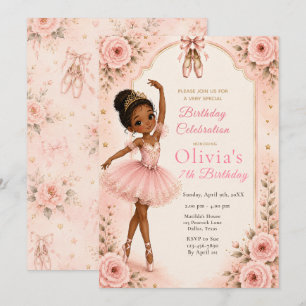 Invitation Fête d'anniversaire de ballerine rose