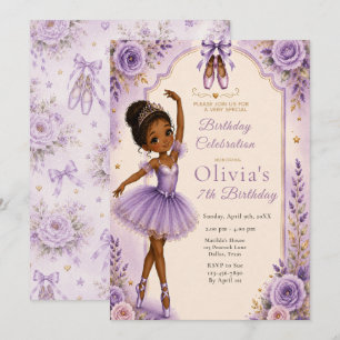 Invitation Fête d'anniversaire de ballerine violette
