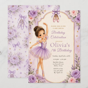 Invitation Fête d'anniversaire de ballerine violette