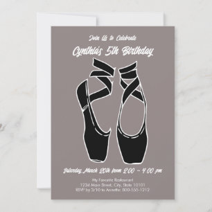 Invitation Fête d'anniversaire de ballet minimaliste