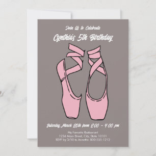 Invitation Fête d'anniversaire de ballet rose minimaliste