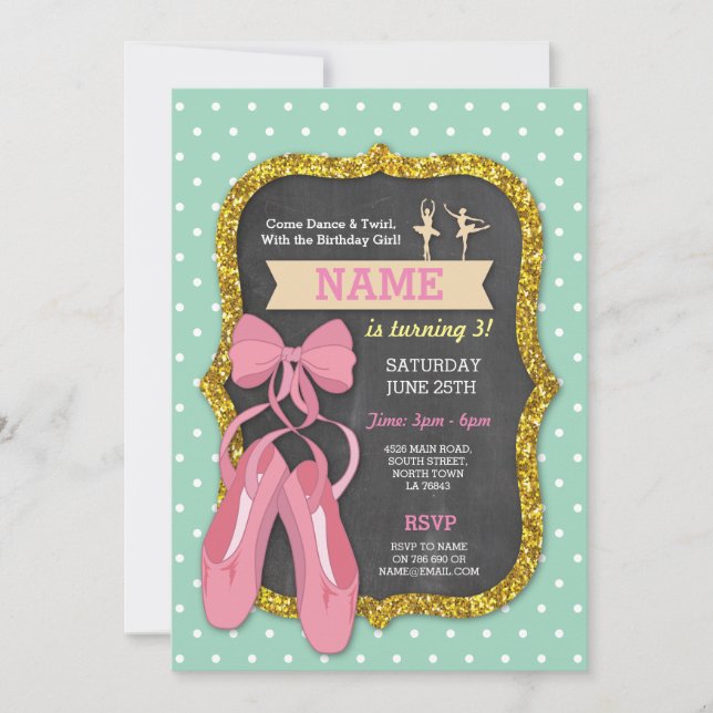 Invitation Fête d'anniversaire de ballet Tutu Ballerina Invit (Devant)