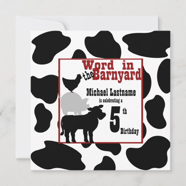 Invitation Fête d'anniversaire de Barnyard (Devant)