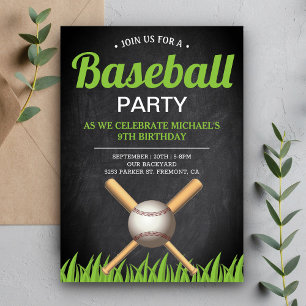 Invitation Fête d'anniversaire de baseball pour enfants Chalk