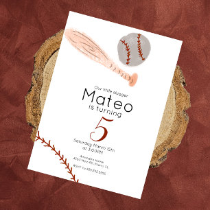 Invitation Fête d'anniversaire de baseball vintage minimalist