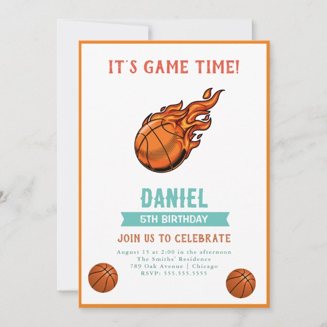 Invitation Fête d'anniversaire de basket-ball (Devant)