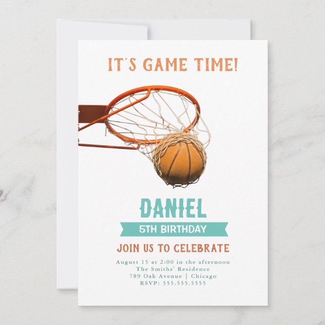 Invitation Fête d'anniversaire de basket-ball (Devant)