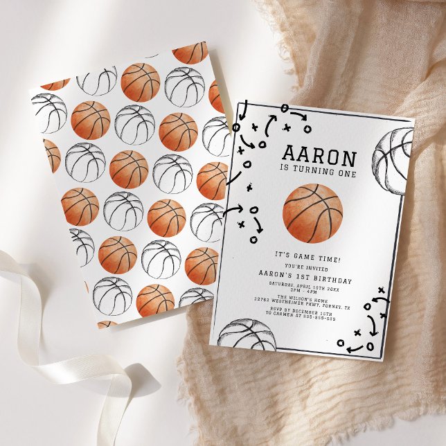 Invitation Fête d'anniversaire de basket-ball (Créateur téléchargé)