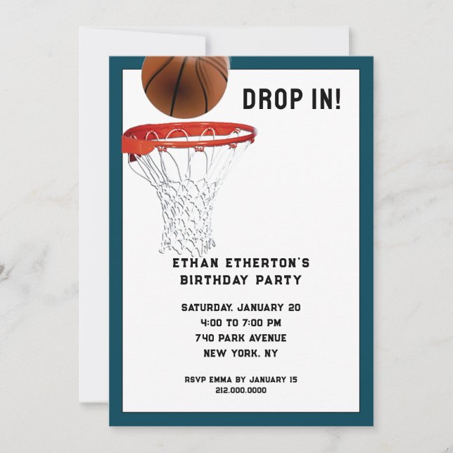 Invitation Fête d'anniversaire de basket-ball (Devant)