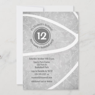 Invitation fête d'anniversaire de basket-ball gris clair