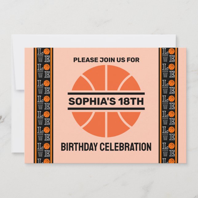 Invitation Fête d'anniversaire de basket-ball, Joueur de bask (Devant)