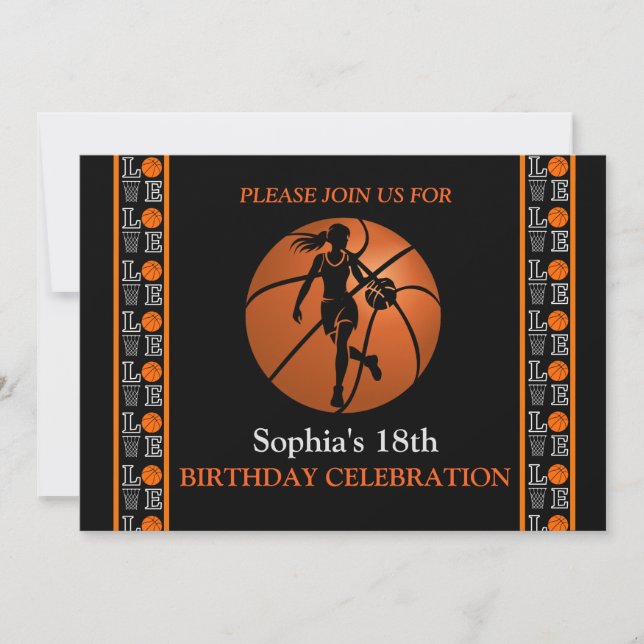 Invitation Fête d'anniversaire de basket-ball, Joueur de bask (Devant)