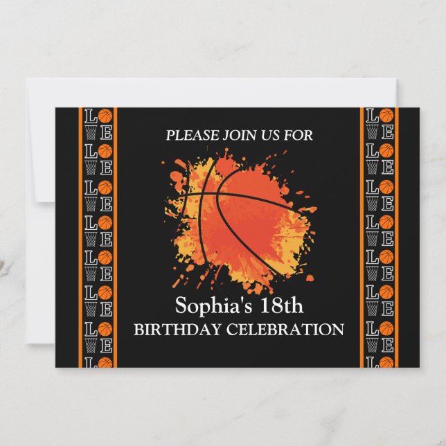 Invitation Fête d'anniversaire de basket-ball, Joueur de bask (Devant)