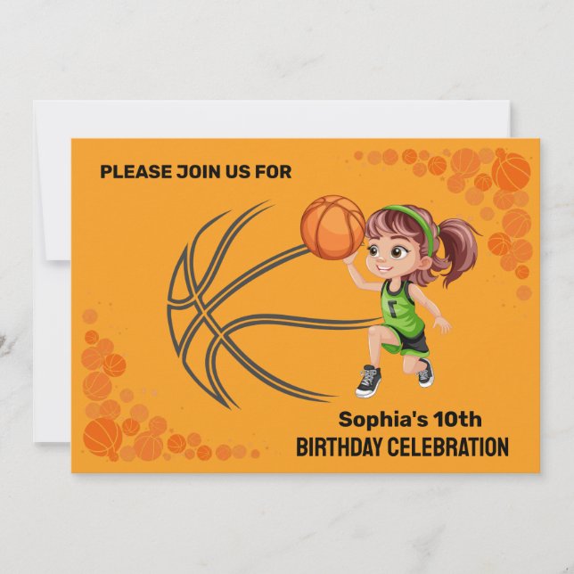 Invitation Fête d'anniversaire de basket-ball, Joueur de bask (Devant)