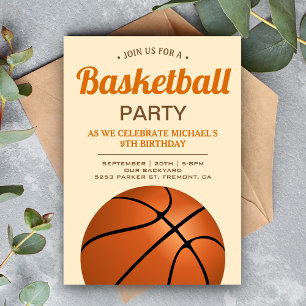 Invitation Fête d'anniversaire de basketball pour enfants