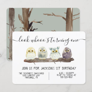 Invitation Fête d'anniversaire de bébé chouette
