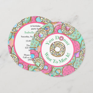 Invitation Fête d'anniversaire de beignet de Mlle It de