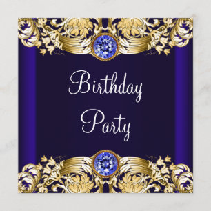 Invitation Fête d'anniversaire de bleu marine de la femme