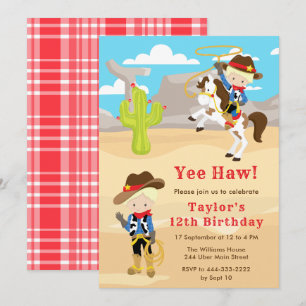 Invitation Fête d'anniversaire de Blonde Hair Cowboy