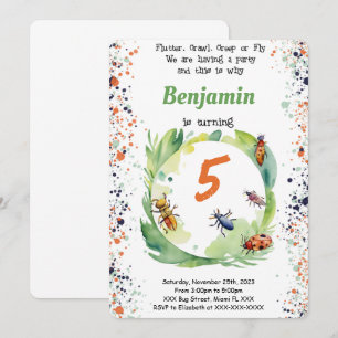 Invitation Fête d'anniversaire de bogues modifiables