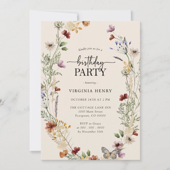 Invitation Fête d'anniversaire de Boho (Devant)