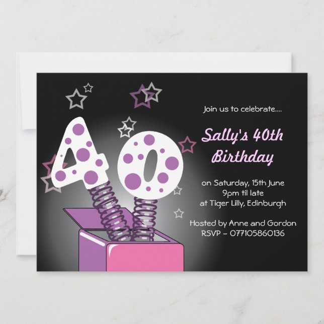 Invitation Fête d'anniversaire de boîte de ressort (Devant)